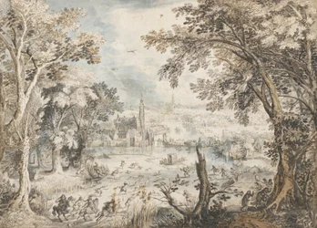 Landscape with a Hare Hunt, 1601-1602
